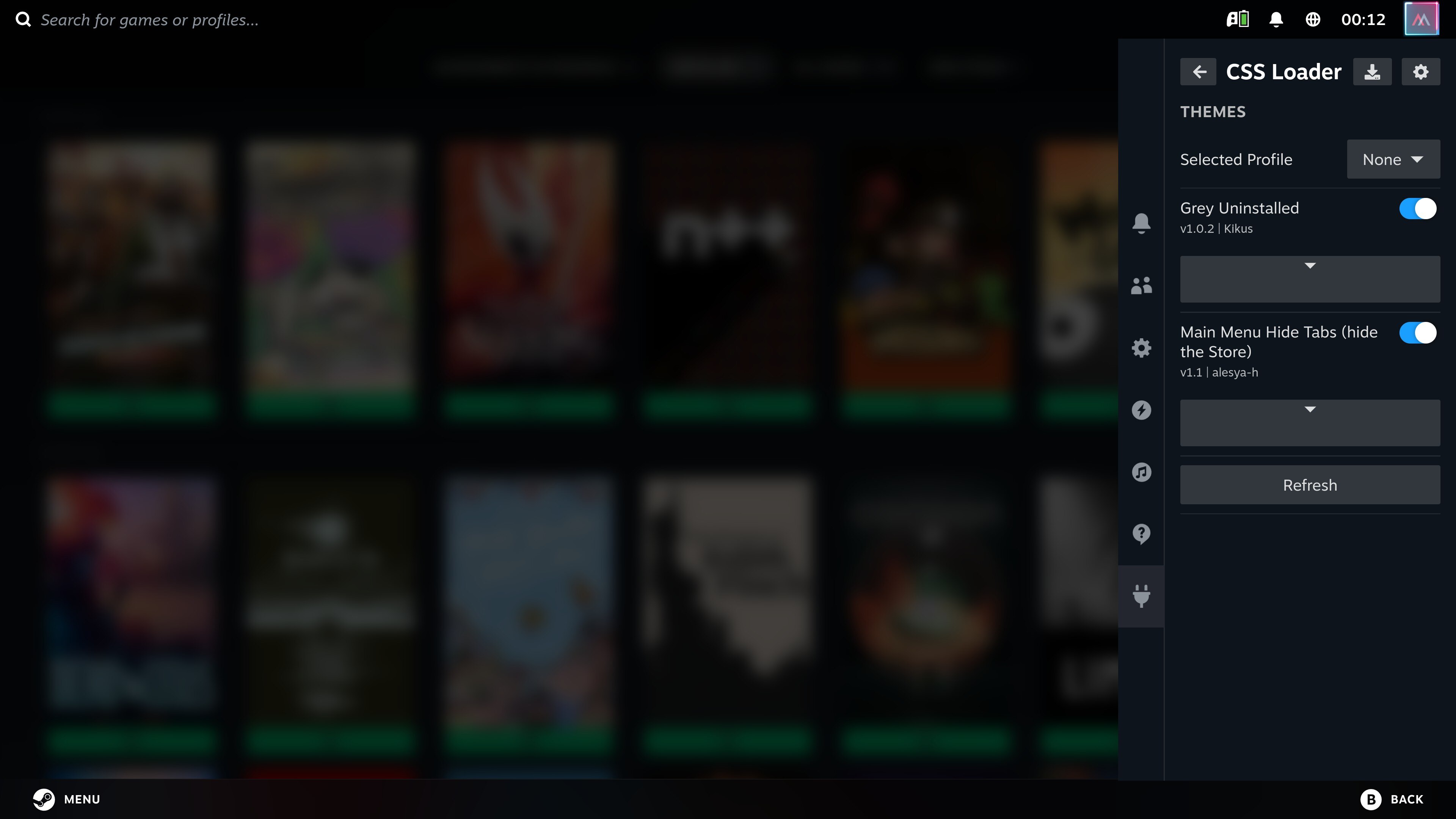 Screenshot of my CSS Loader settings