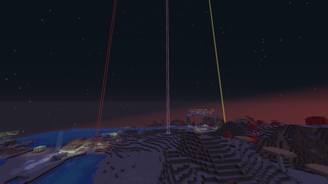 Mittlerweile stolze sechs Beacons in der Minecraft-Base.